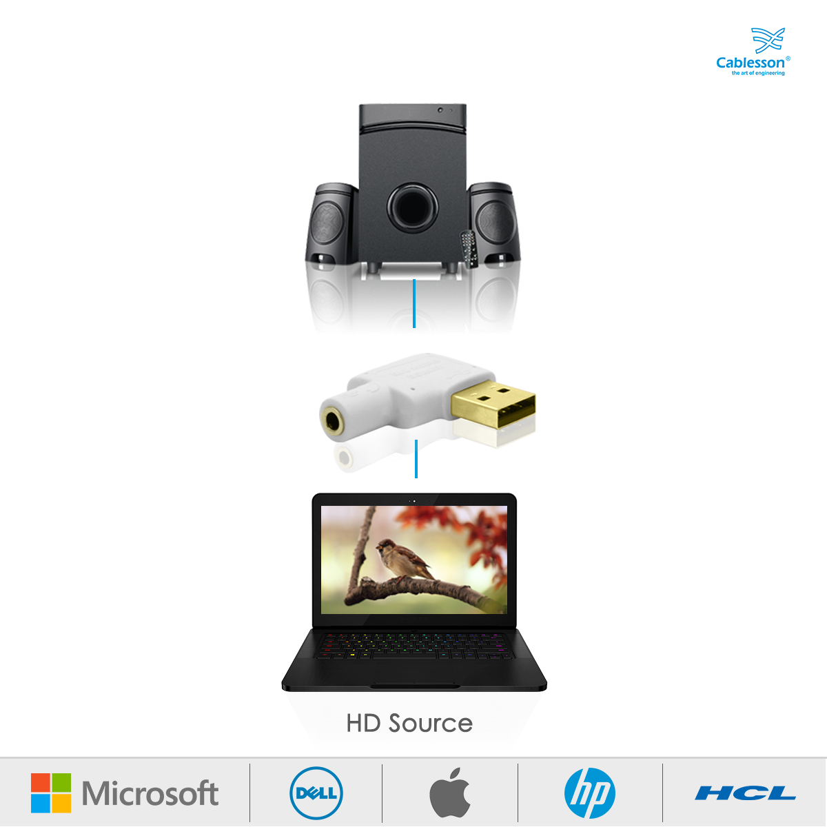 Cablesson USB-auf-Audio-Adapter – Weiß – Bild 3