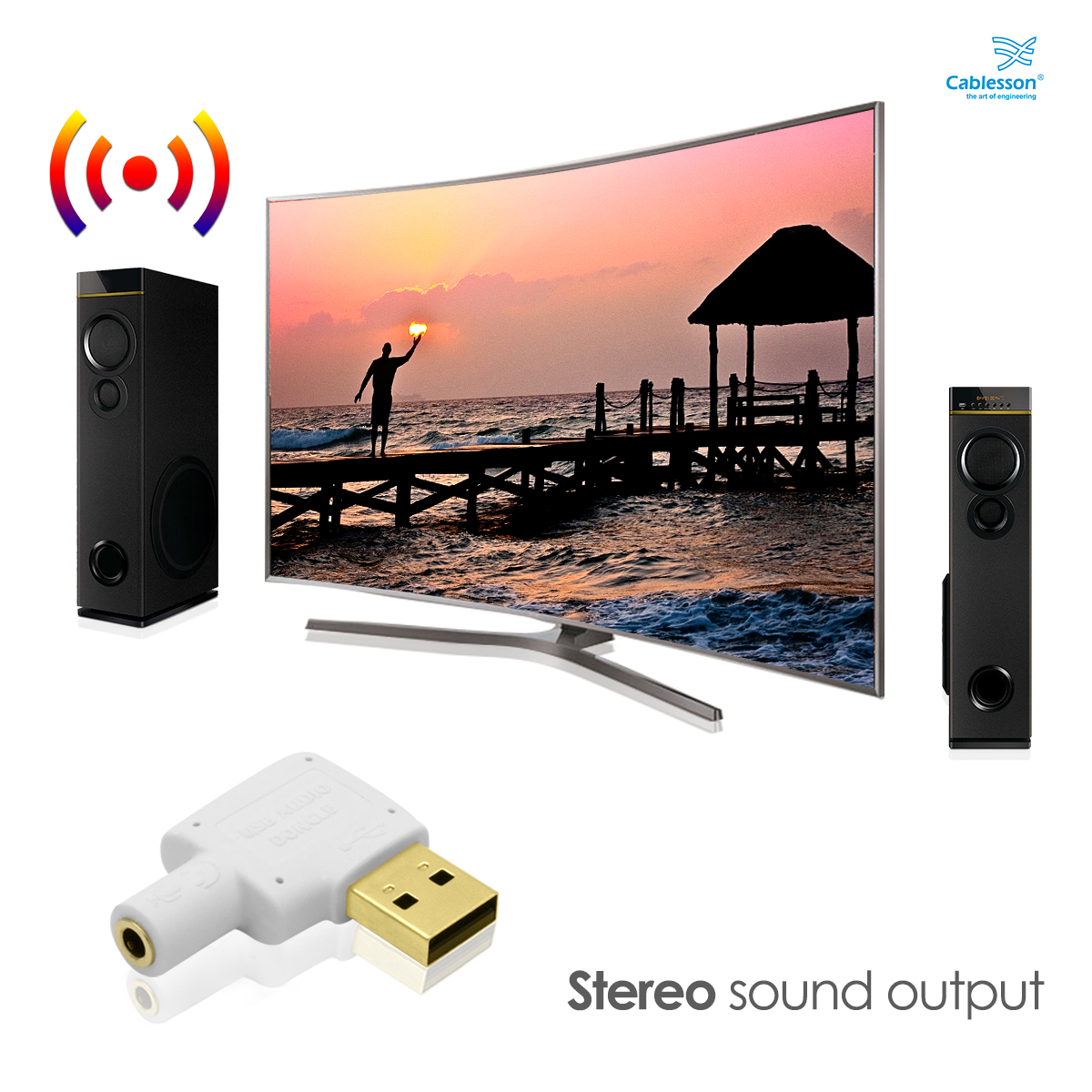 Cablesson USB-auf-Audio-Adapter – Weiß – Bild 4