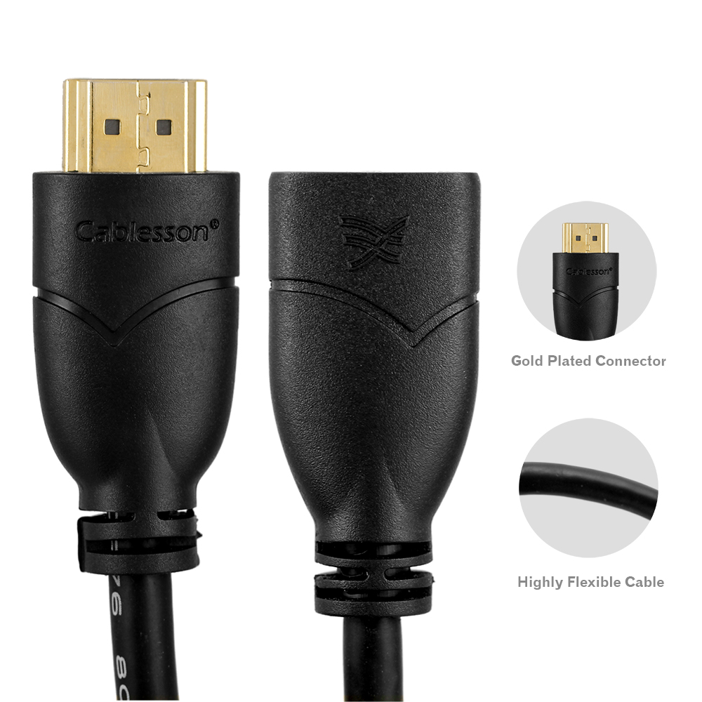 Cablesson Basic HDMI-Verlängerungskabel Stecker auf Buchse, 1,5 m – Bild 2