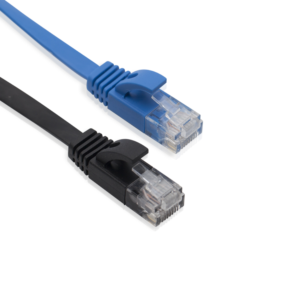Cablesson Cat6 Flachkabel 2er-Pack (Schwarz/Blau) 1 m