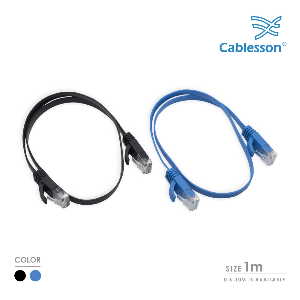 Cablesson Cat6 Flachkabel 2er-Pack (Schwarz/Blau) 1 m – Bild 2