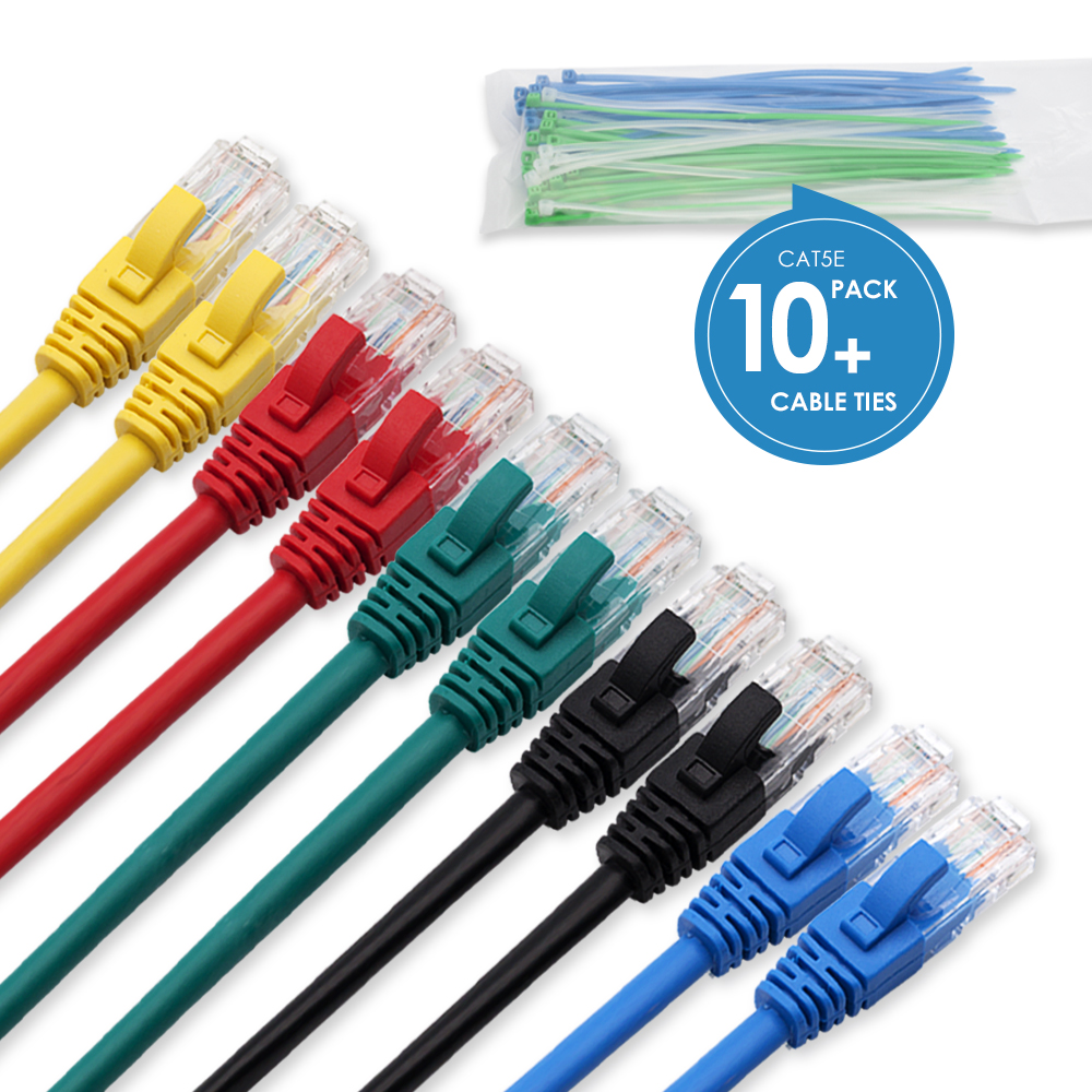 Cablesson Cat5E 10er-Pack UTP + Kabelbinder 0,5 m