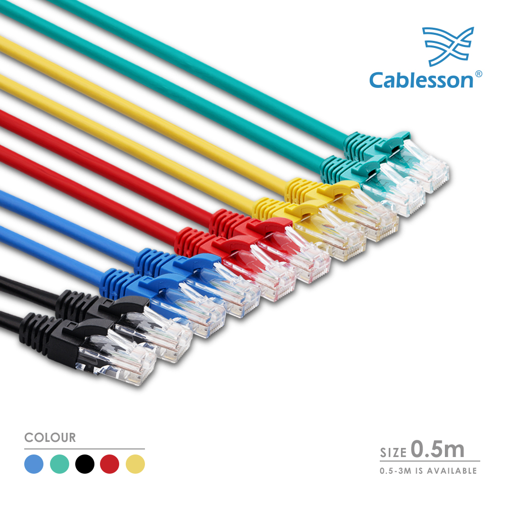 Cablesson Cat5E 10er-Pack UTP + Kabelbinder 0,5 m – Bild 2