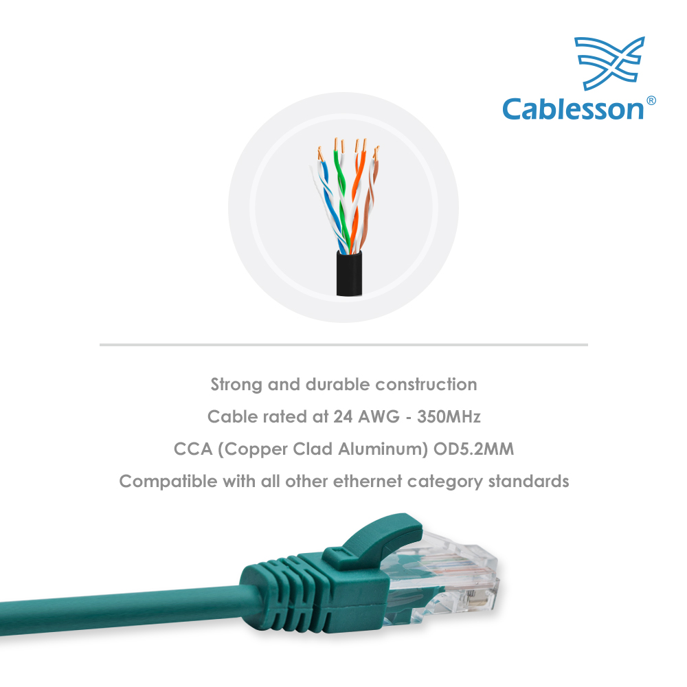 Cablesson Cat5E 10er-Pack UTP + Kabelbinder 0,5 m – Bild 3