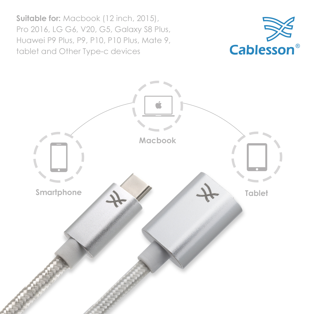 Cablesson Maestro USB-C auf USB-A Kabel (2m) (von C auf A) für Samsung S8, Nintendo Switch, das neue MacBook, ChromeBook Pixel, Nexus 5x, Nexus 6P – Bild 3