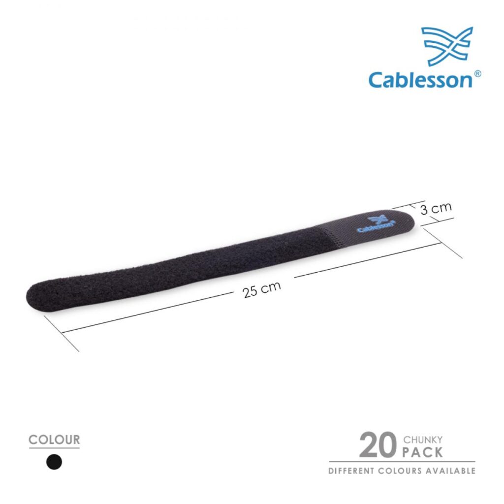 Cablesson Kabelbinder (20er-Pack) – Chunky Pack (Schwarz)
