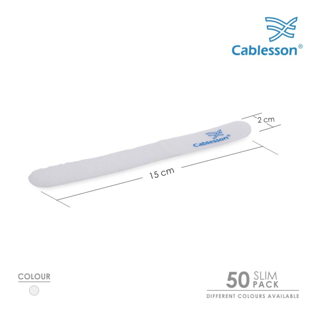 Cablesson Kabelbinder (50er-Pack) – Slim Pack (Weiß)