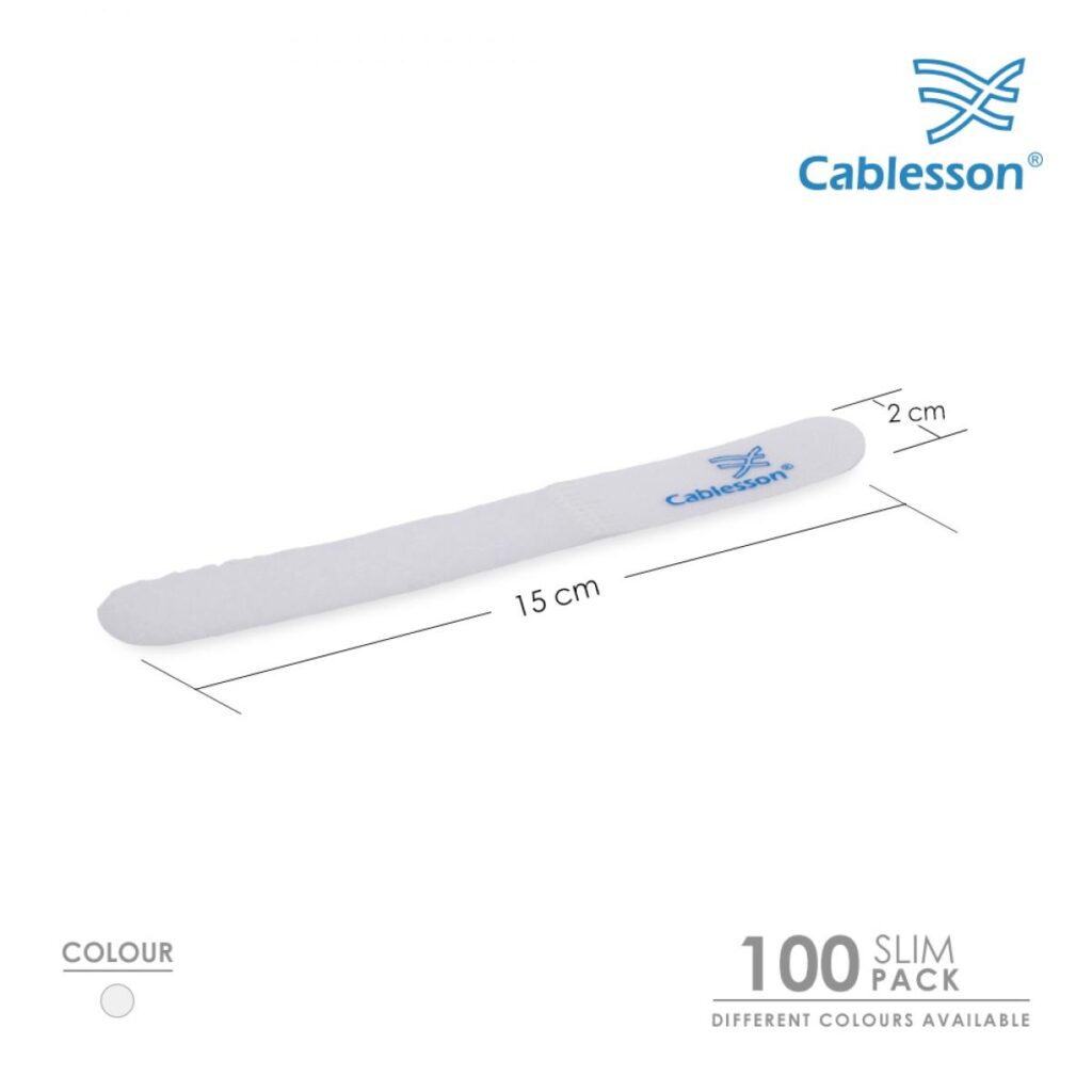 Cablesson Kabelbinder (100er-Pack) – Slim Pack (Weiß)