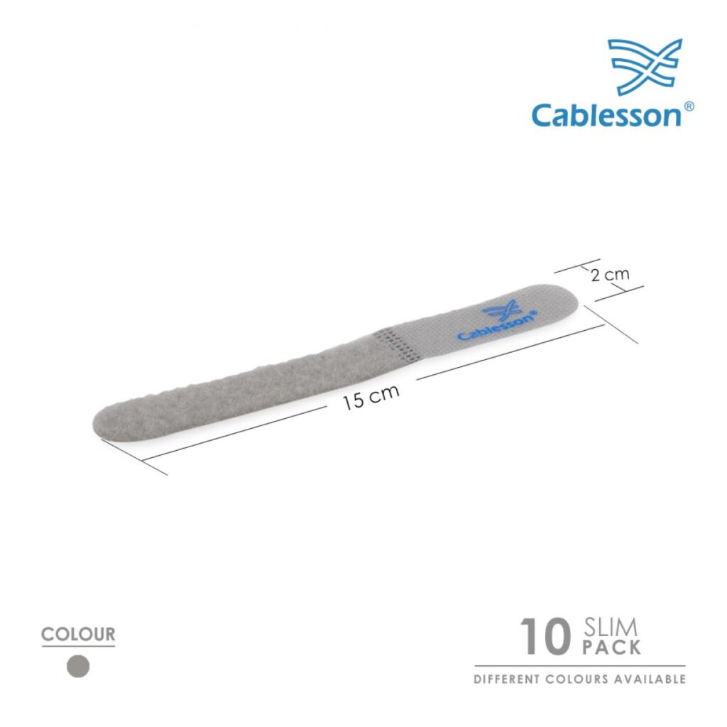 Cablesson Kabelbinder (10er-Pack) – Slim-Pack (Grau)