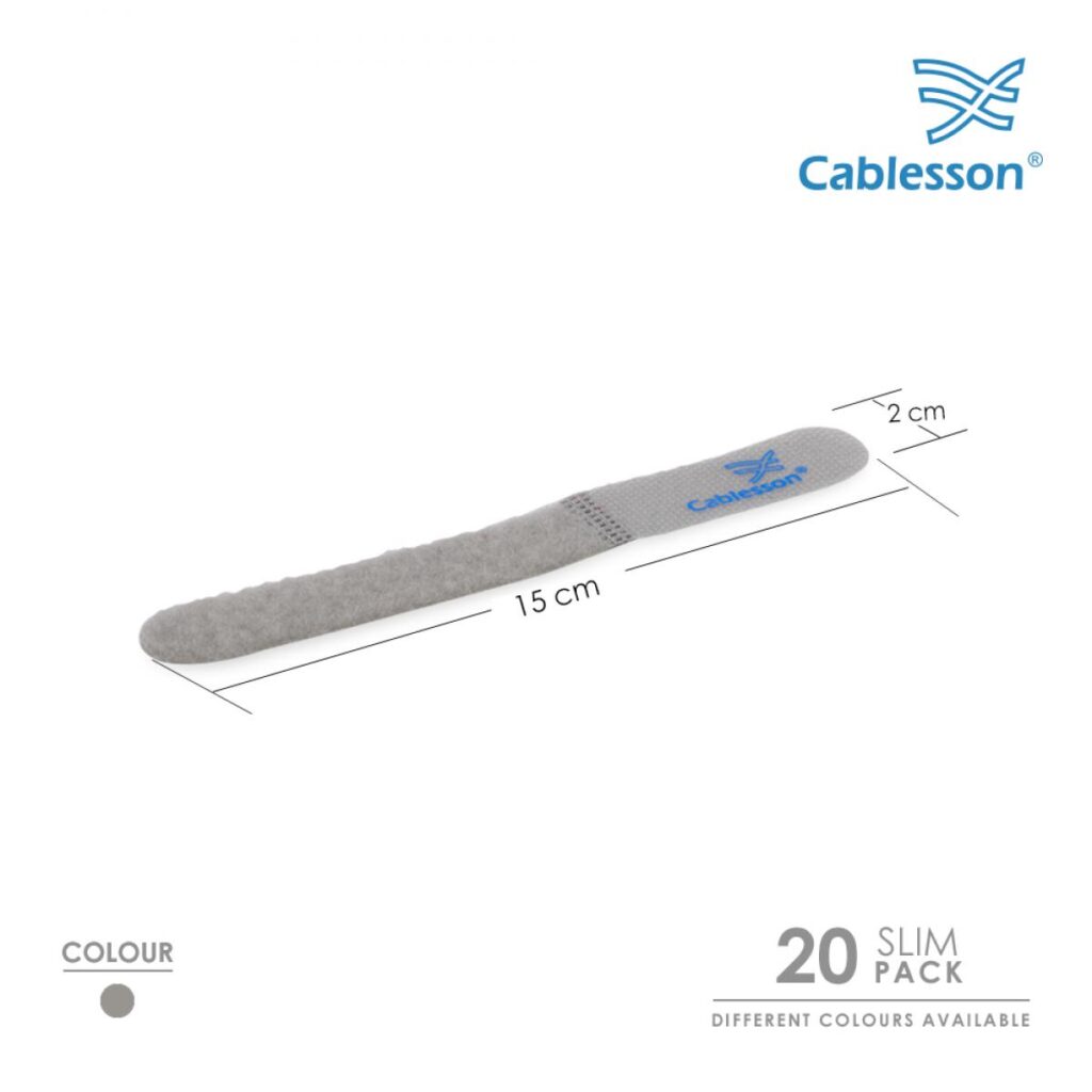 Cablesson Kabelbinder (20er-Pack) – Slim-Pack (Grau)