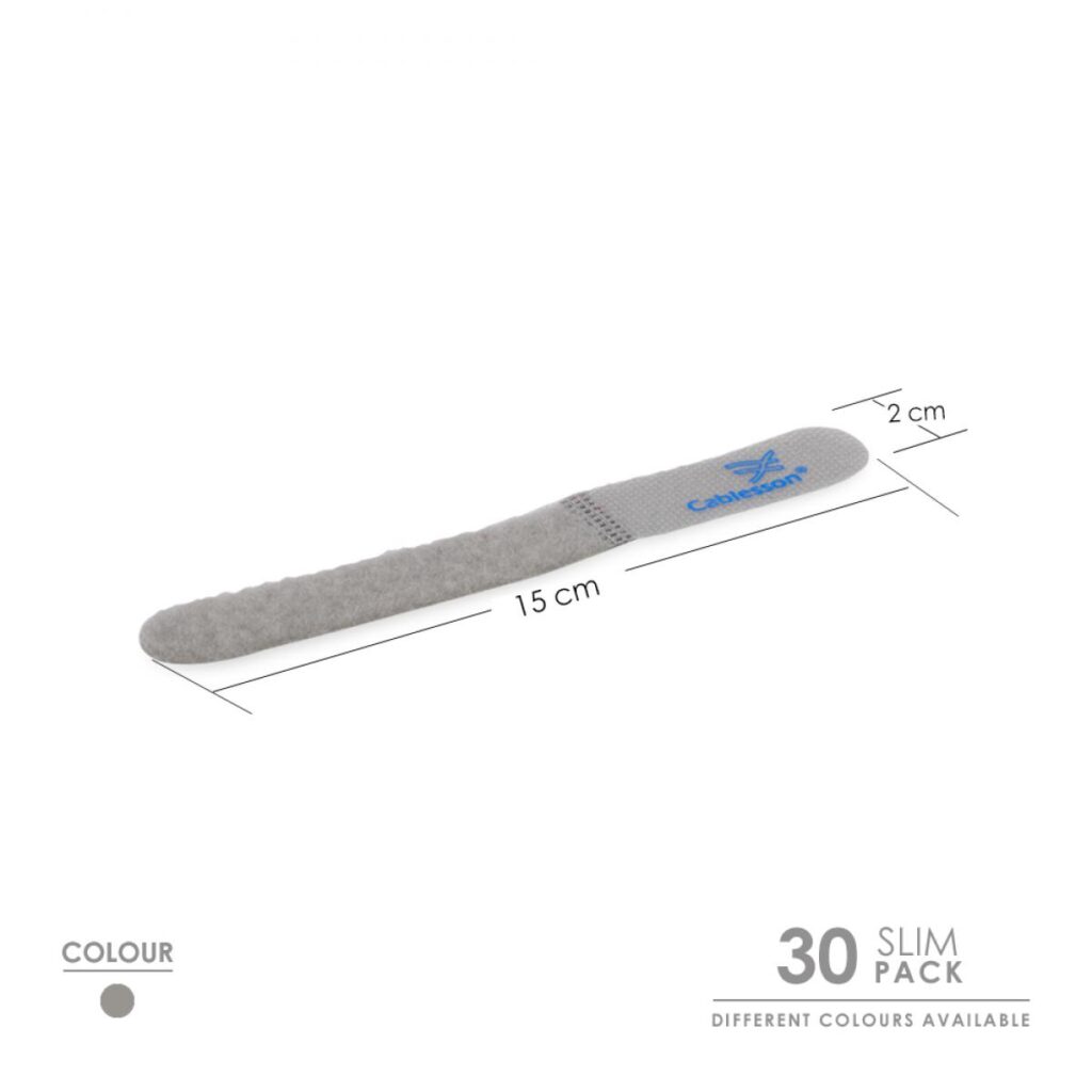 Cablesson Kabelbinder (30er-Pack) – Slim Pack (Grau)