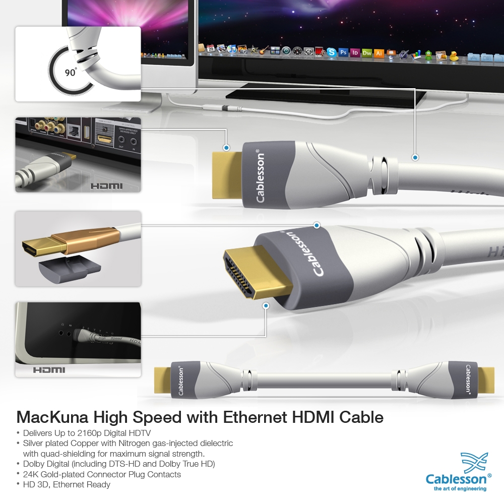 MacKuna High Speed mit Ethernet 1,5 m HDMI-Kabel – Bild 6