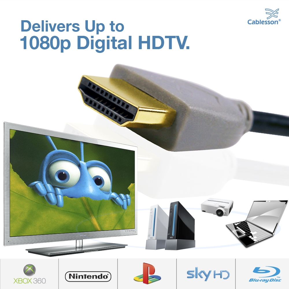 Ivuna Slim Flex 0.5m (0.5 Meter) HDMI-auf-HDMI-Kabel mit Ethernet 1.4a / 2.0 Versionen, 1080p Full HD LCD PLASMA & LED TV und unterstützt auch 3D p – Bild 3