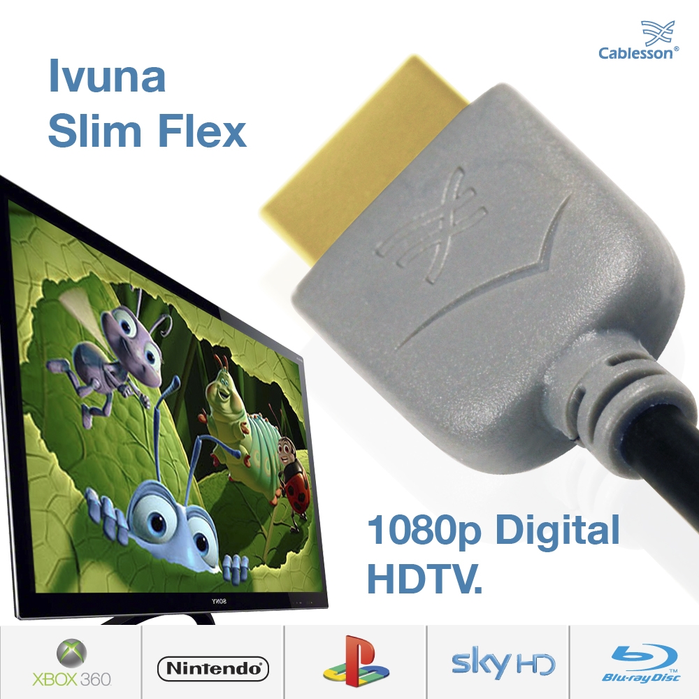 Ivuna Slim Flex 0.5m (0.5 Meter) HDMI-auf-HDMI-Kabel mit Ethernet 1.4a / 2.0 Versionen, 1080p Full HD LCD PLASMA & LED TV und unterstützt auch 3D p – Bild 6