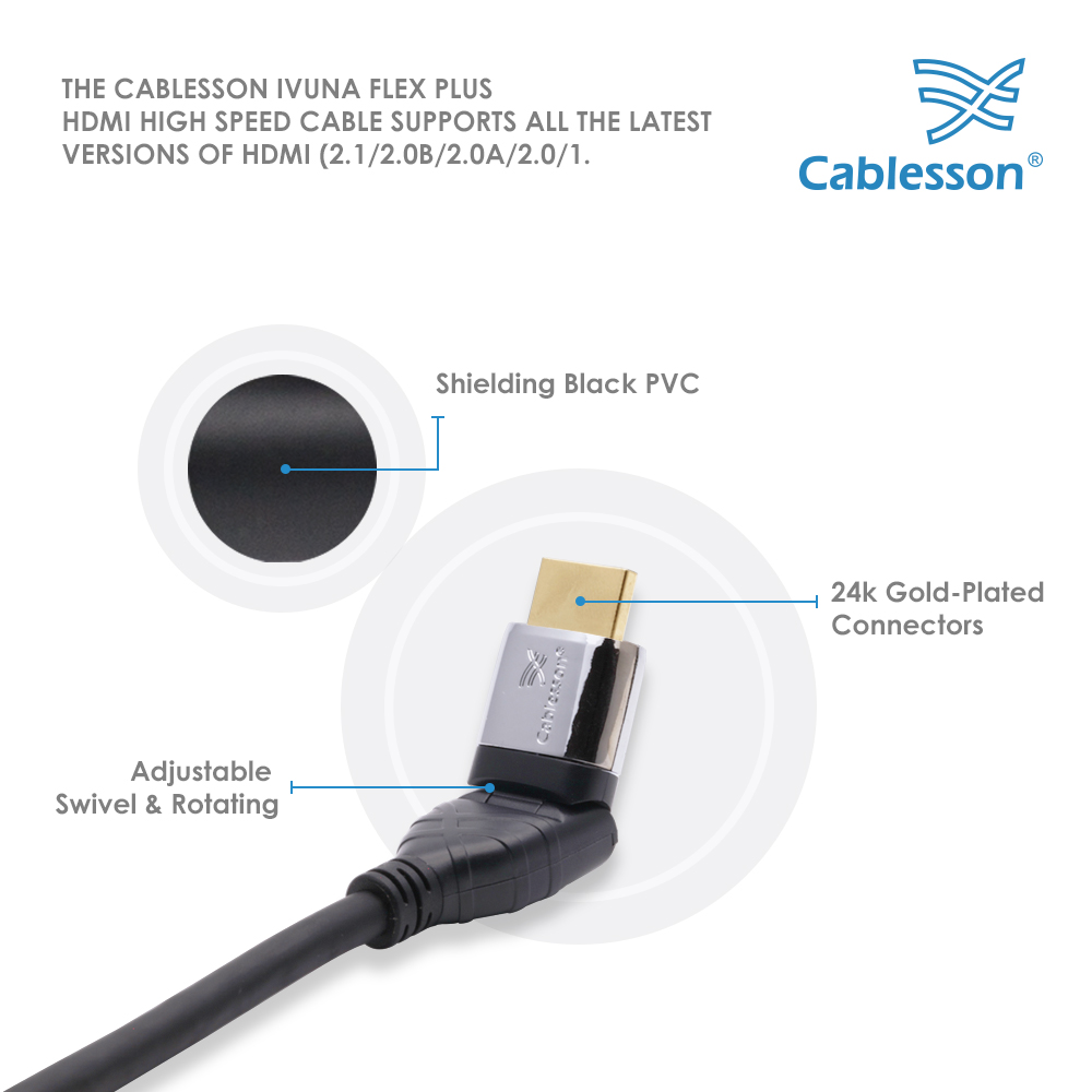 Ivuna Flex Plus 1,5 m High-Speed-HDMI-Kabel mit Ethernet – Bild 4