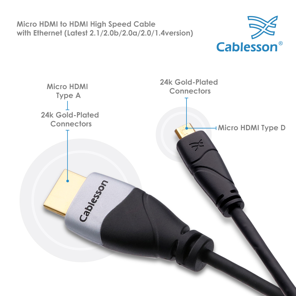 Ivuna Advanced High-Speed-Micro-HDMI-Kabel mit Ethernet, 3 m – Bild 4
