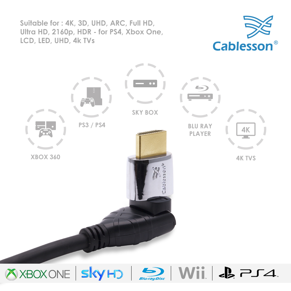 Cablesson Ivuna Flex Plus 1m High Speed HDMI Kabel (HDMI Typ A, HDMI 2.1/2.0b/2.0a/2.0/1.4) – 4K, 3D, UHD, ARC, Full HD, Ultra HD, 2160p, HD – Bild 3