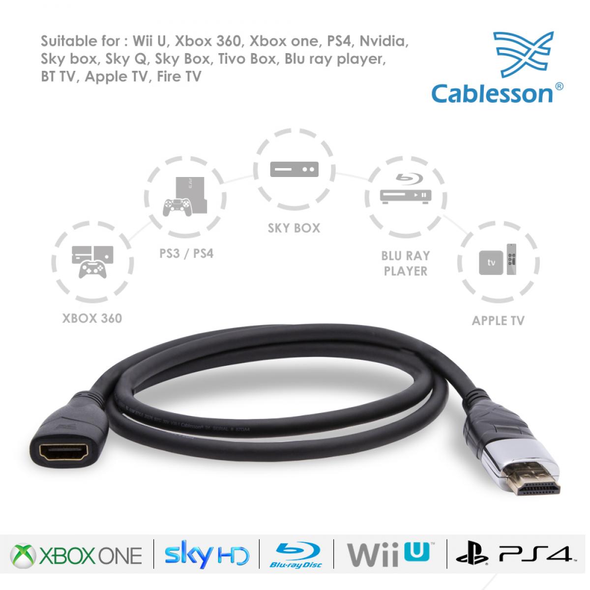 Cablesson Ivuna Flex Plus 1m High Speed HDMI Verlängerungskabel (HDMI Typ A, HDMI 2.1/2.0b/2.0a/2.0/1.4) – 4K, 3D, UHD, ARC, Full HD, Ultra – Bild 3