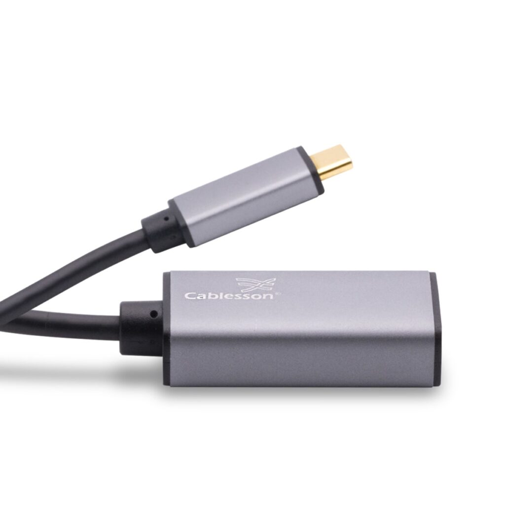Cablesson USB-Type-C-Stecker auf HDMI-Buchse Adapter mit Aluminiumgehäuse 0,23 m 4K@30Hz (Schwarz)