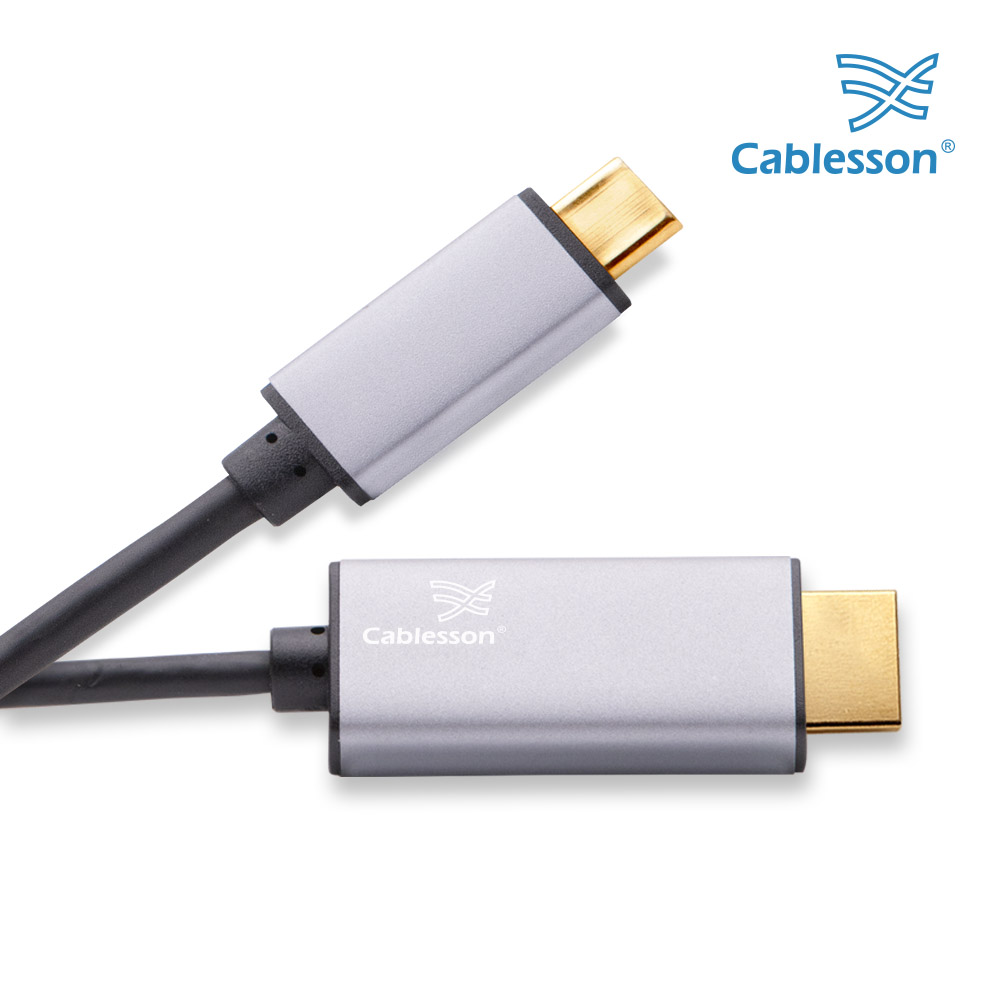 Cablesson USB-Type-C-Stecker auf HDMI-Stecker Adapterkabel mit Aluminiumgehäuse 1 m 4K@30Hz (Schwarz)