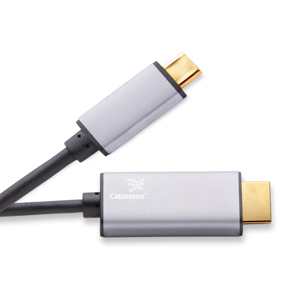 Cablesson USB-Type-C-Stecker auf HDMI-Stecker Adapterkabel mit Aluminiumgehäuse 2 m 4K@30Hz (Schwarz)