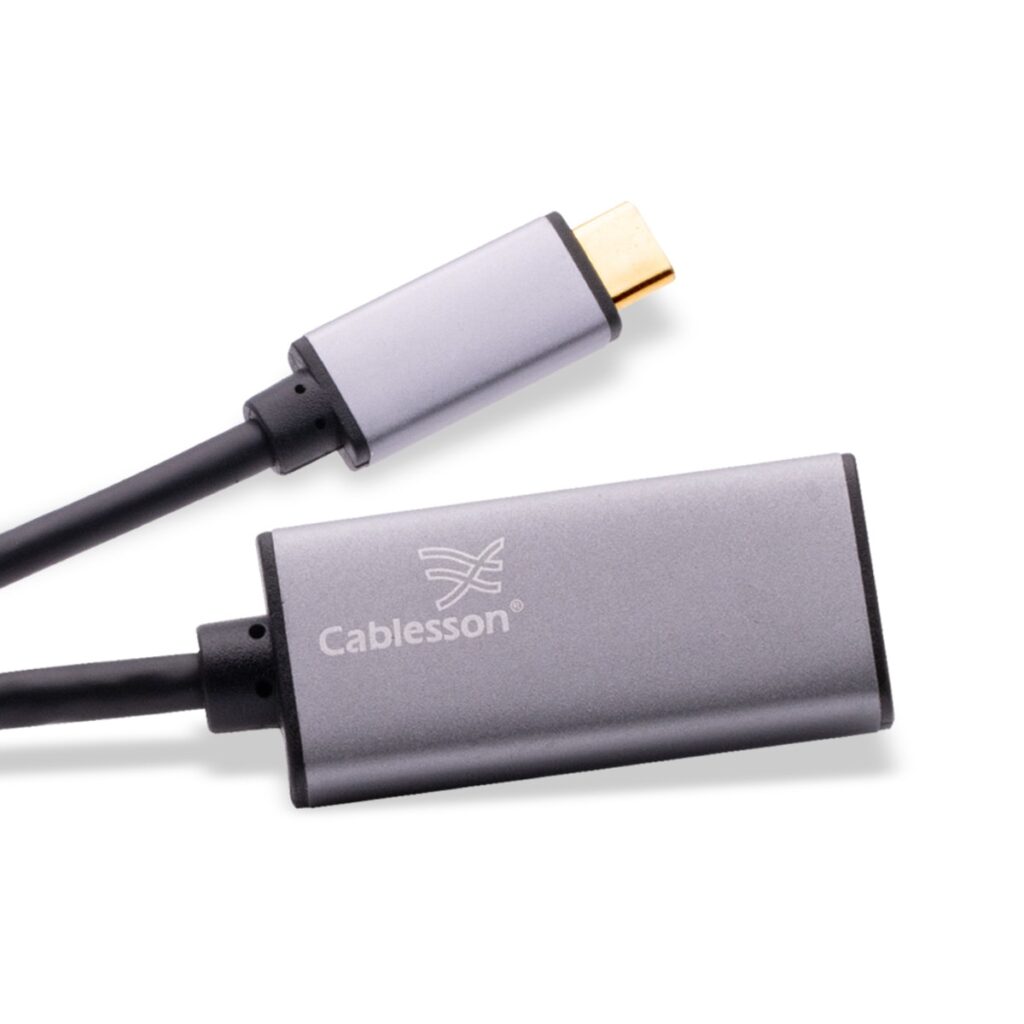 Cablesson USB-Type-C-Stecker auf HDMI-Buchse Adapter mit Aluminiumgehäuse 0,23 m 4K@60Hz (Schwarz)