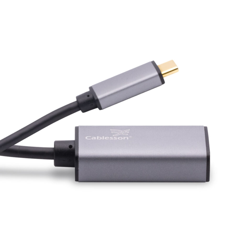 Cablesson USB-Type-C-Stecker auf DP-Buchse Adapter mit Aluminiumgehäuse 0,23 m 4K@60Hz (Schwarz)