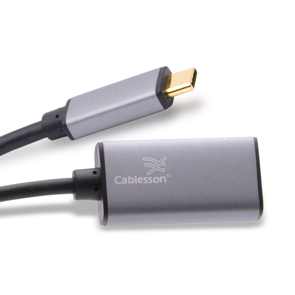 Cablesson USB-Type-C-Stecker auf Mini-DP-Buchse Adapter mit Aluminiumgehäuse 0,23 m 4K@60Hz (Schwarz)