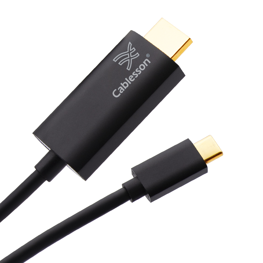 Cablesson USB-Typ-C-Stecker auf HDMI-2.0-Stecker Adapterkabel mit Aluminiumgehäuse 5 m 4K@60Hz (Schwarz)