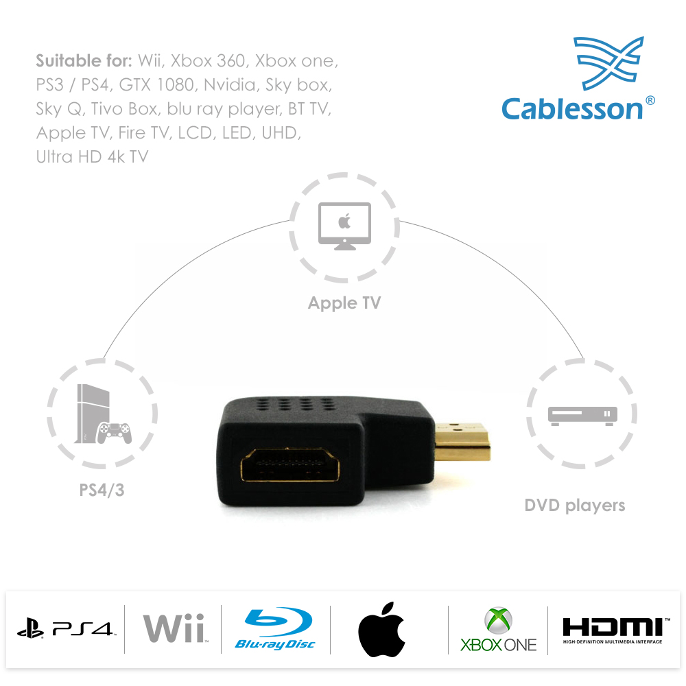 5er-Pack Cablesson Vertical Flat Left 90-Grad-HDMI-Adapter – Bild 3