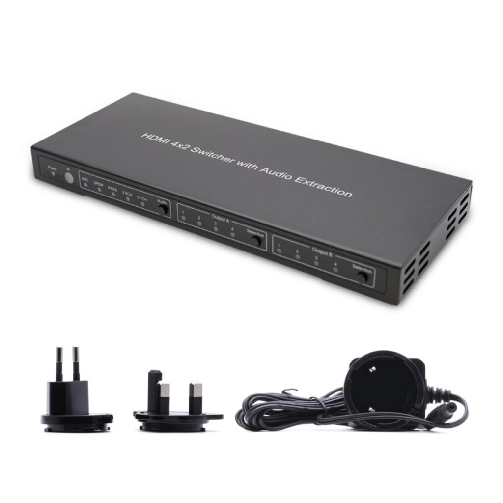 Cablesson – 4×2 HDMI 2.0 Matrix mit Audio-Extraktion HDCP 2.2