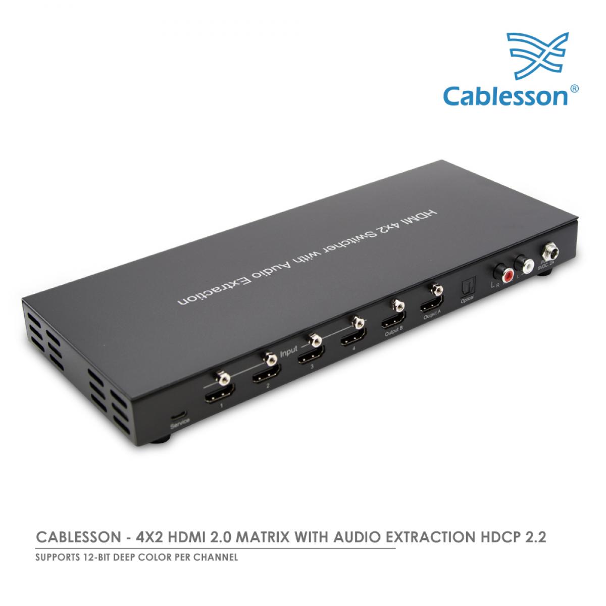 Cablesson – 4×2 HDMI 2.0 Matrix mit Audio-Extraktion HDCP 2.2 – Bild 2