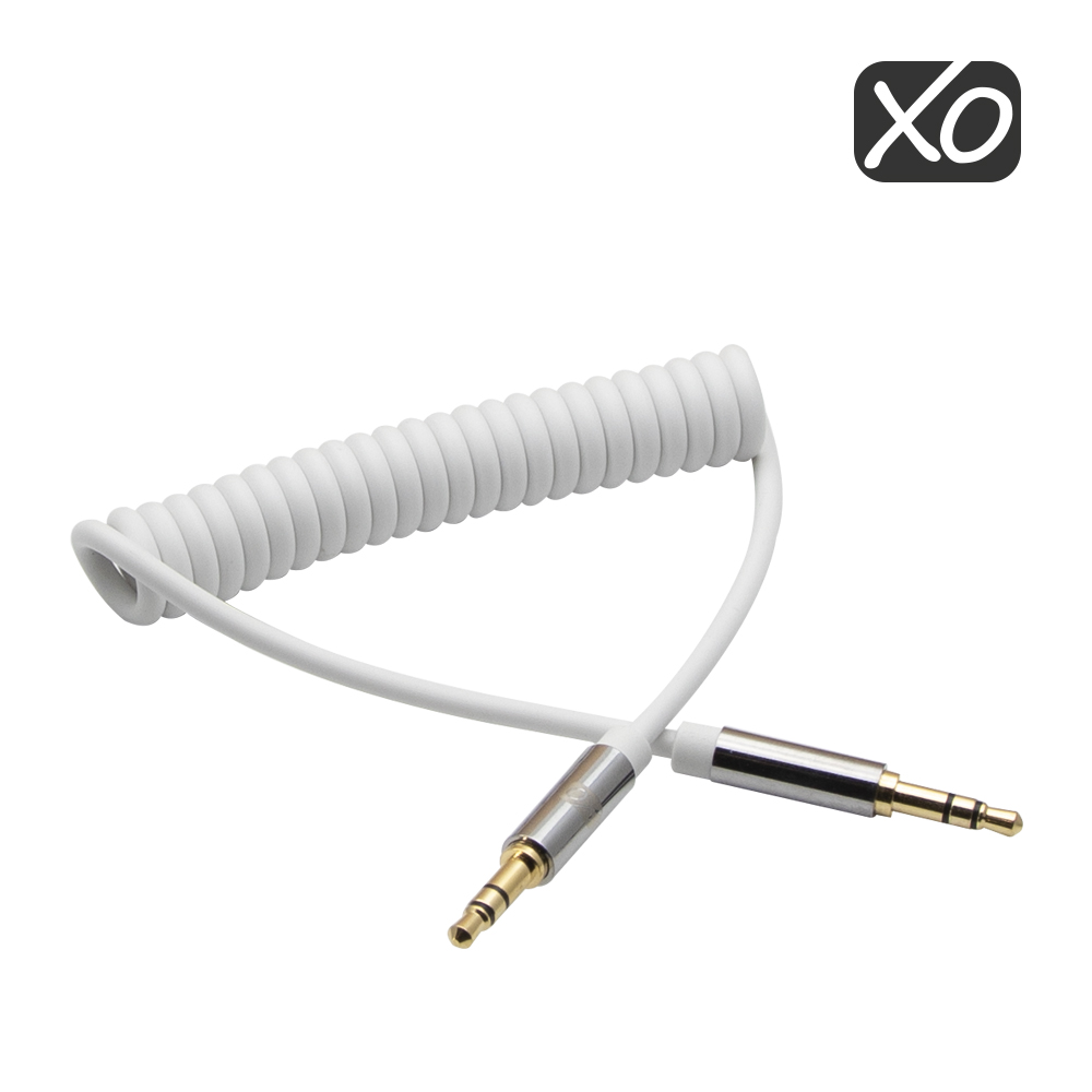 XO – 3,5-mm-Stecker auf Stecker 2 m (mit Spiralkabel) – Weiß – Bild 5