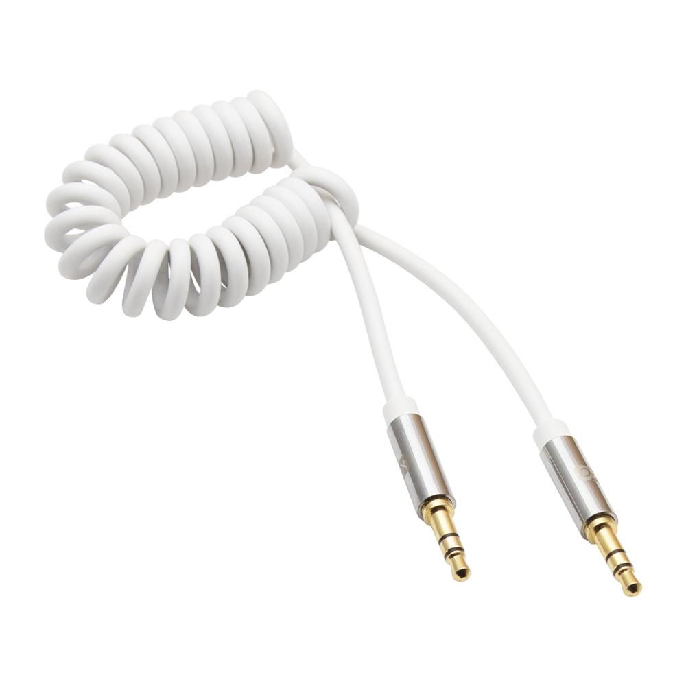 XO – 3,5-mm-Stecker auf Stecker 2 m (mit Spiralkabel) – Weiß