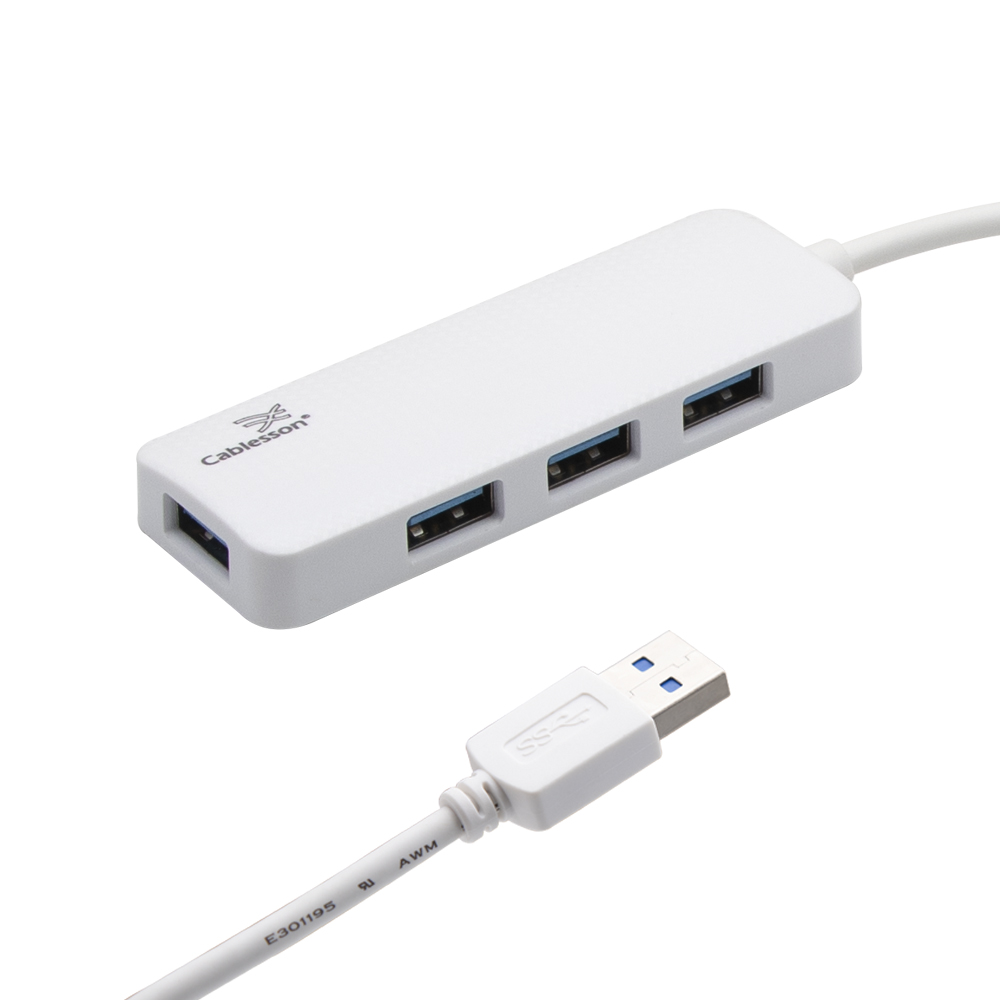 Cablesson USB auf 4xUSB3.0-HUB-Kabel L=250 mm – Weiß