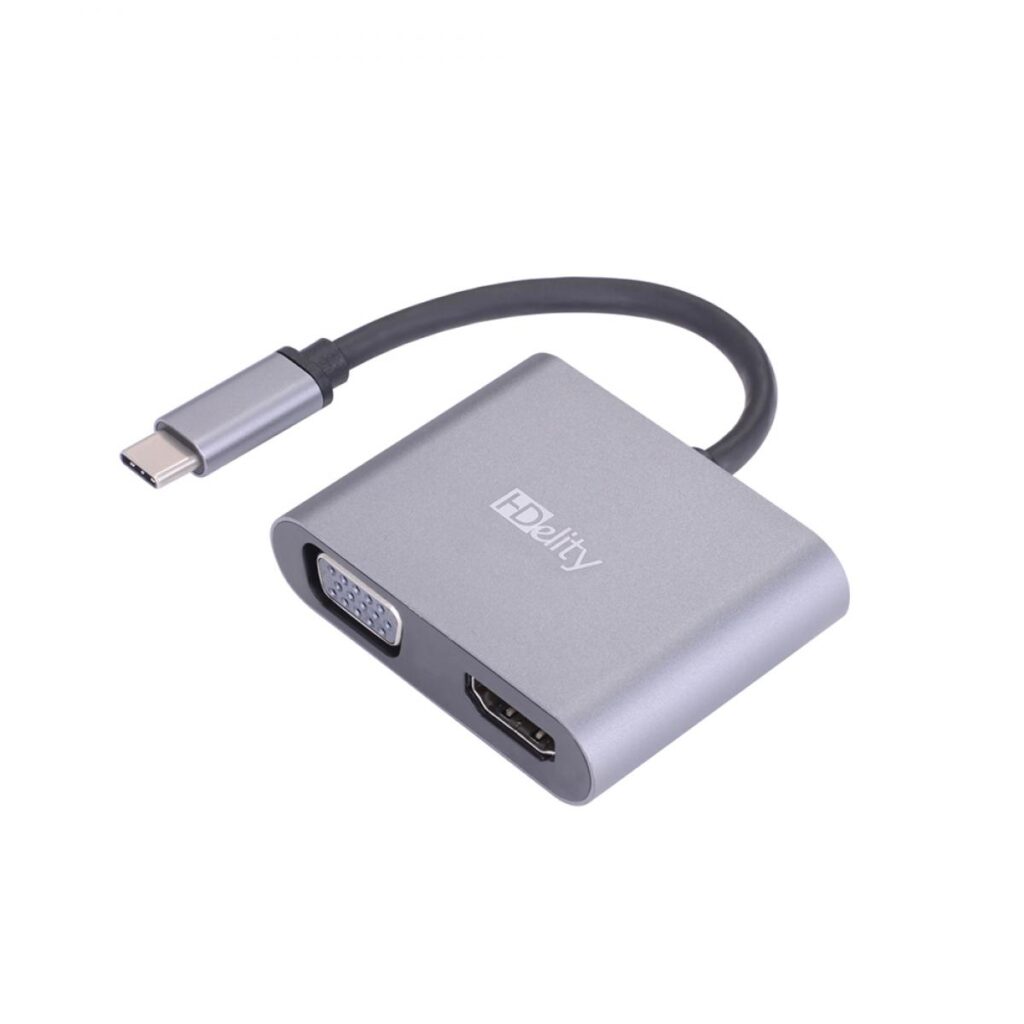 HDelity USB-Typ-C-Stecker auf VGA-Buchse +HDMI-Buchse Adapter