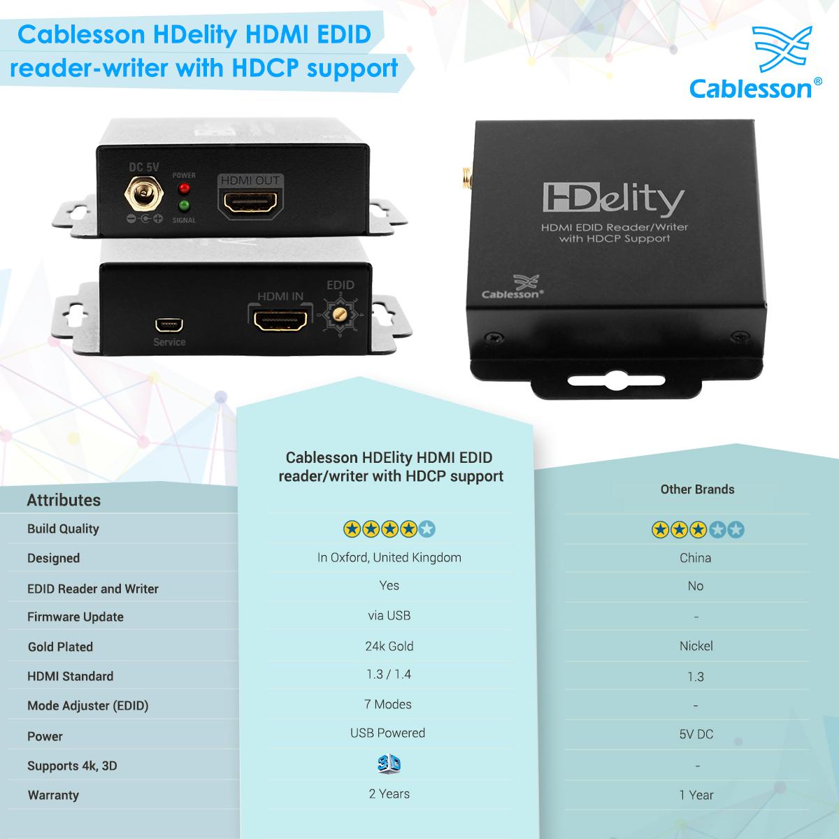 Cablesson HDelity HDMI EDID Reader/Writer mit HDCP Unterstützung – 3D Unterstützung, Full HD 1080p, DDC Emulator, HDTV, LCD, LED, Beamer ( – Bild 7
