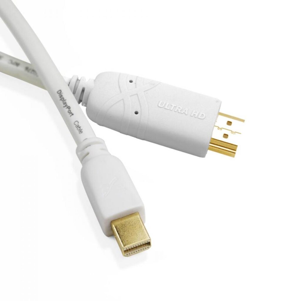 Cablesson – Mini-DisplayPort-1.2-auf-HDMI-Stecker Kabel 2M (4k – 60Hz) – Weiß (Einzelartikel)