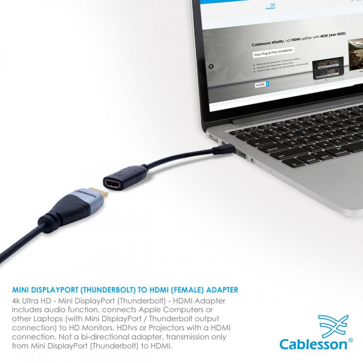 Cablesson Mini-DisplayPort-auf-HDMI-2.0-Buchse Adapterkabel 4K Ultra HD mit Audioübertragung | zertifiziert | für Apple/MAC, MacBook Pro, Ma – Bild 2