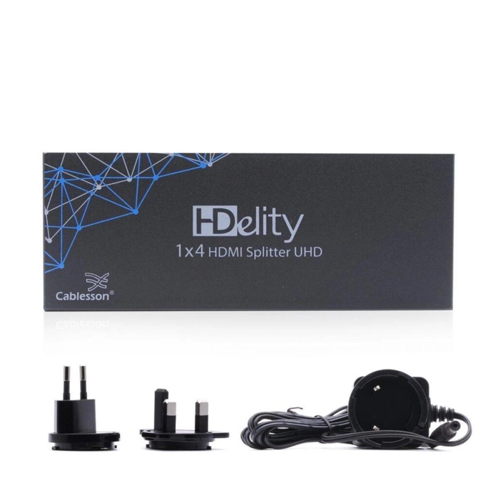 Cablesson 1X4 HDMI 2.0 Splitter MIT EDID (18G) v2+XO PRO 15m / 15 Meter HDMI-Goldkabel mit Ethernet