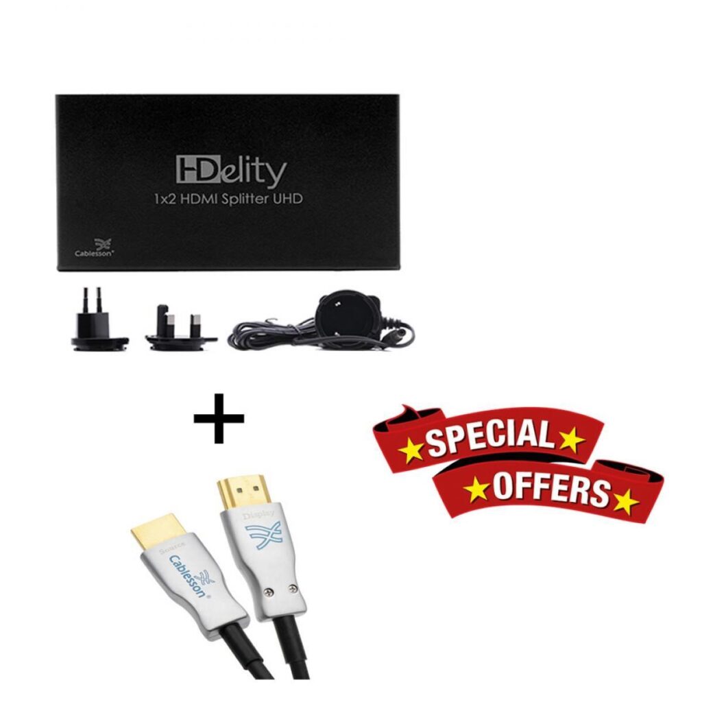 Cablesson 1×2 HDMI 2.0 Splitter MIT EDID (18G) mit Ivuna Advanced AOC HDMI 2.0 – 15m