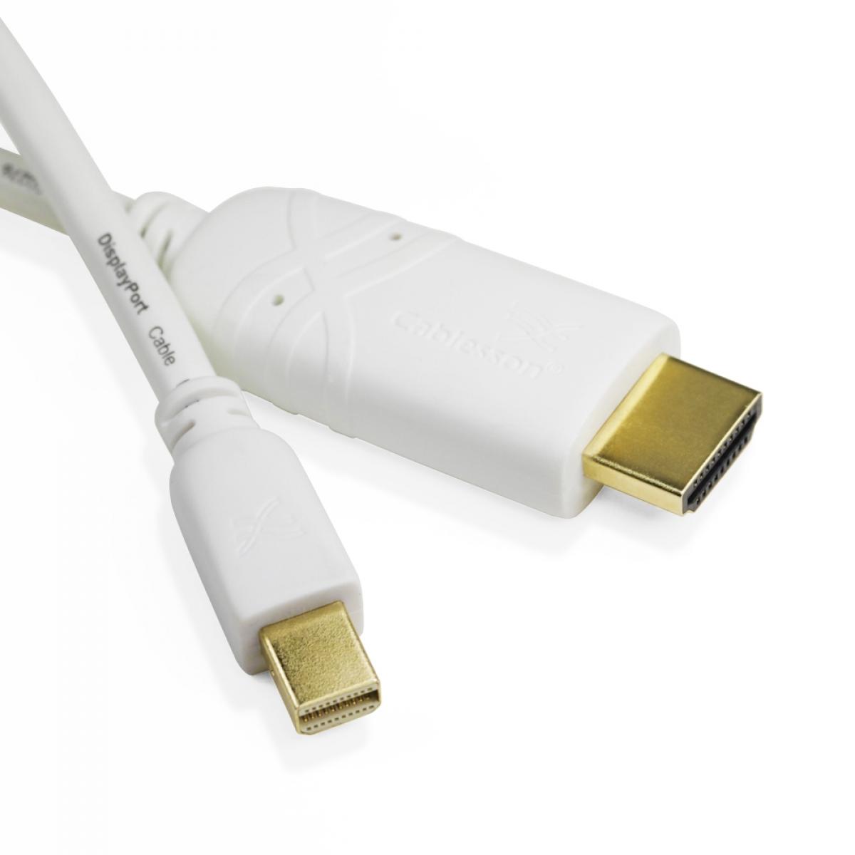 Cablesson Weißer Mini-DisplayPort-auf-HDMI-Konverter-Videokabel mit vergoldeten Steckern (Stecker auf Buchse) – 2er-Pack – Bild 3
