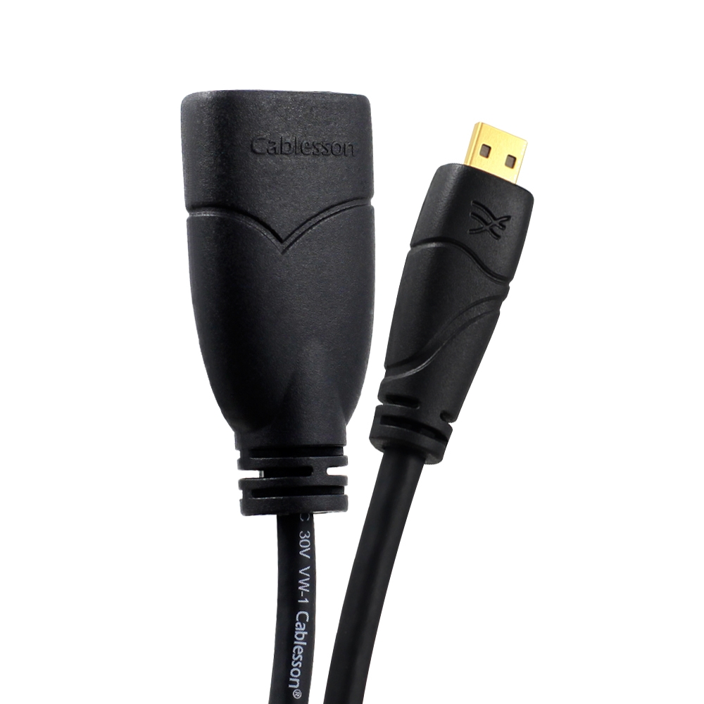 Cablesson Ivuna Micro HDMI 0.5m Verlängerungskabel – bis zu 1080p – v 1.4/2.0 – Audio und Video – Full HD – Vergoldete Stecker (Single item